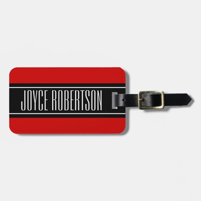 Personalised Cherry red travel luggage tag (Front Horizontal)