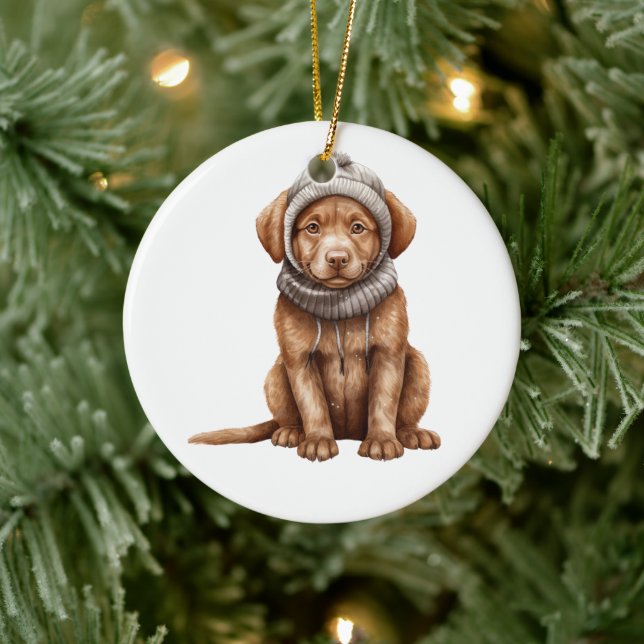 Personalised Chesapeake Bay Retriever Dog Ceramic Tree Decoration (Tree)