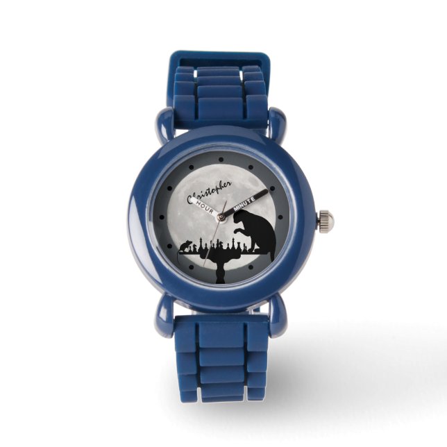 Personalised Chess Full Moon Cat n Mouse Game Kids Watch (Front)