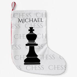Personalised Chess King Classic Piece Modern Small Christmas Stocking