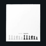 Personalised Chess Piece Black White  Notepad<br><div class="desc">Classic black and white chess notepad for chess lovers,  featuring chess figures in a geometric pattern. Modern chess pieces design</div>