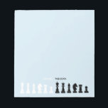 Personalised Chess Piece Blue Notepad<br><div class="desc">Classic black and white chess notepad for chess lovers,  featuring chess figures in a geometric pattern. Modern chess pieces design</div>