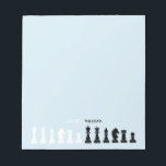 Personalised Chess Piece Blue Notepad<br><div class="desc">Classic black and white chess notepad for chess lovers,  featuring chess figures in a geometric pattern. Modern chess pieces design</div>