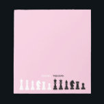 Personalised Chess Piece Pink Notepad<br><div class="desc">Classic black and white chess notepad for chess lovers,  featuring chess figures in a geometric pattern. Modern chess pieces design</div>