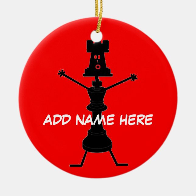 Personalised Chess Player Ceramic Tree Decoration (Front)