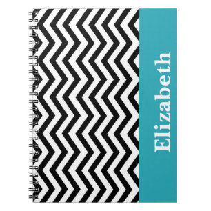 Personalised Chevron Black White Monogram Notebook