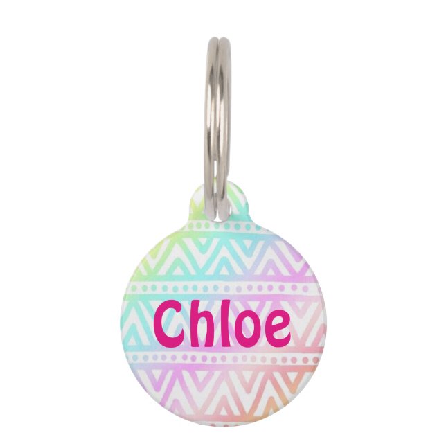 Personalised Chevron Multi Colour Pet ID Tag (Front)