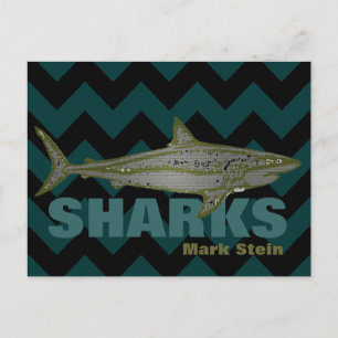 personalised chevron sharks postcard