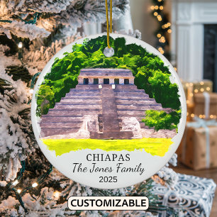 Personalised Chiapas Ornament, Mexico Ceramic Tree Decoration