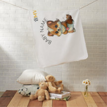 Personalised Chibi Animal Baby Blanket | Custom Na
