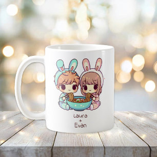 Personalised Chibi-Style Ramen Couple Coffee Mug