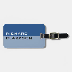 Personalised chic blue travel luggage tag for men