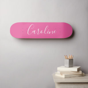 Personalised Chic Calligraphy Name Hot Pink Skateboard