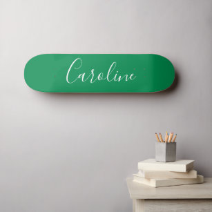 Personalised Chic Calligraphy Name Kelly Green Skateboard