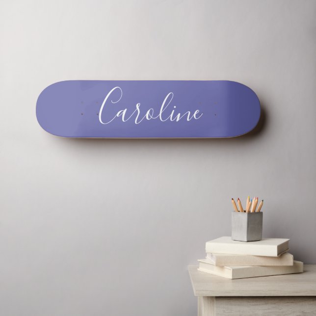 Personalised Chic Calligraphy Name Purple Skateboard (Wall Art (Horz))