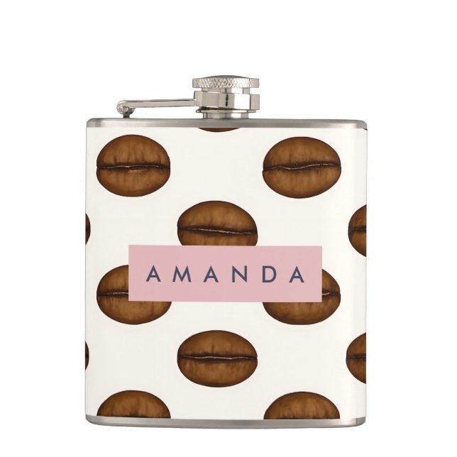 Personalised Chic Coffee Bean  Hip Flask (Front)