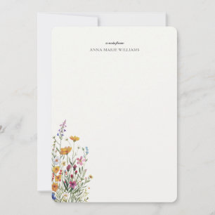 Personalised Chic Floral Elegant Note Card