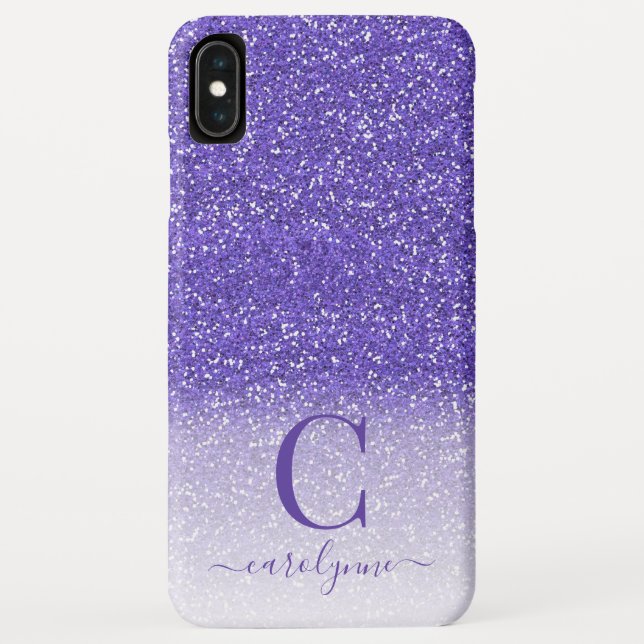 Personalised Chic Girly Purple Ombre Glitter Case-Mate iPhone Case (Back)