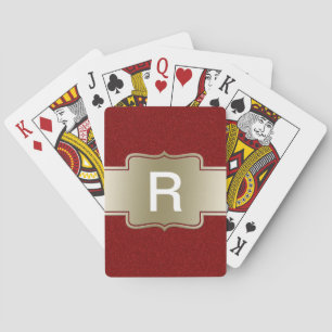 Personalised Chic Gold and Red Glitter Effect Playing Cards