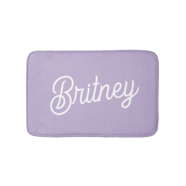 Personalised Chic Lavender Purple Monogram  Name Bath Mat (Front)