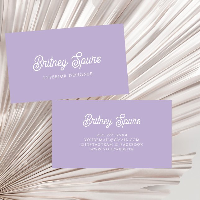 Personalised Chic Lavender Purple Monogram  Name Business Card (Creator Uploaded)