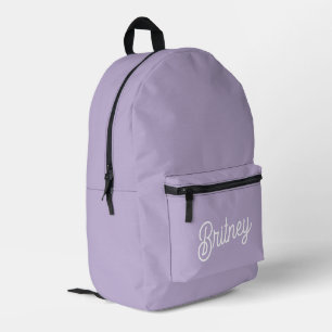 Personalised Chic Lavender Purple Monogram Name Printed Backpack