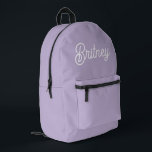 Personalised Chic Lavender Purple Monogram  Name Printed Backpack<br><div class="desc">Introducing our Personalised Chic Lavender Purple Monogram Name Printed Backpack, a blend of style and functionality. This backpack features a chic lavender purple hue, beautifully personalised with your monogram and name. Designed for both fashion and practicality, it’s perfect for school, work, or weekend adventures. With its spacious compartments and comfortable...</div>