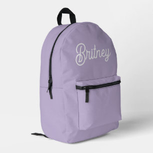 Personalised Chic Lavender Purple Monogram Name Printed Backpack