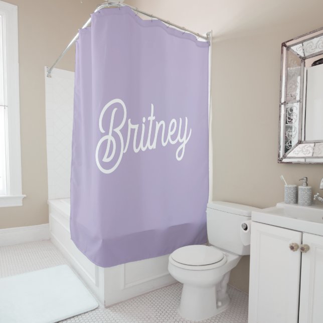 Personalised Chic Lavender Purple Monogram  Name Shower Curtain (In Situ)