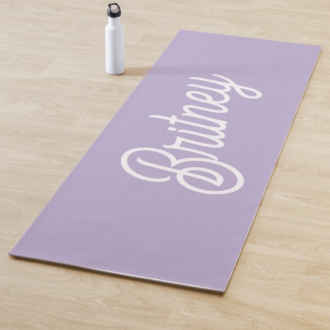 Personalised Chic Lavender Purple Monogram  Name Yoga Mat (In Situ)