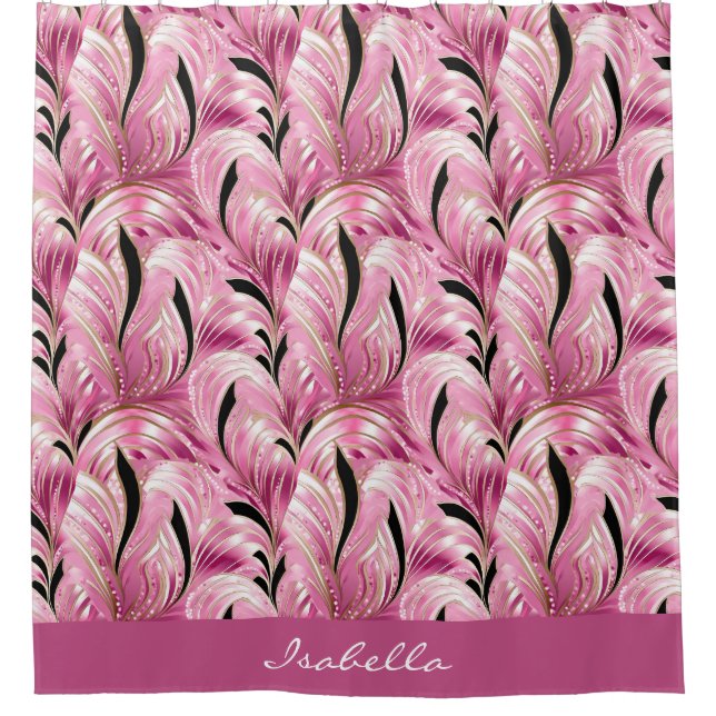 Personalised Chic Luxury Pink Glam Pattern Shower Curtain (Front)