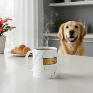 Personalised Chic Marble and Gold Name Coffee Mug