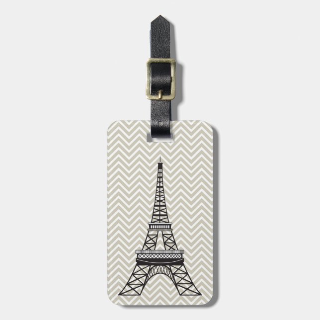 Personalised Chic Paris Eiffel Tower Luggage Tag (Front Vertical)