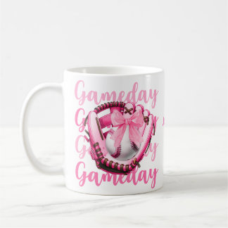 Personalised Chic Photo Pink Bow Baseball Game Mug