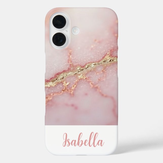 Personalised Chic Pink Marble Gold Case-Mate iPhone Case (Back)