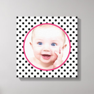 Personalised Chic Polka Dot Baby Photo Picture Canvas Print