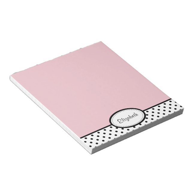 Personalised Chic Polka Dot PInk Notepad (Angled)