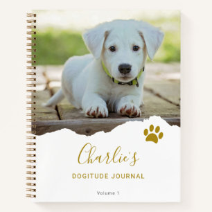 Personalised Chic Torn Photo Dog Gratitude Journal