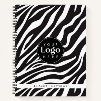 Personalised Chic Zebra Print Custom Company Logo Notebook