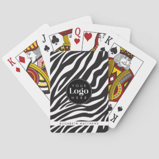 Personalised Chic Zebra Print Custom Company Logo Playing Cards