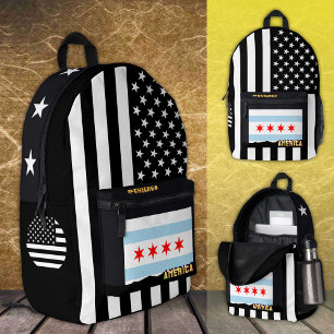 Personalised Chicago Flag bag, American Flag Printed Backpack