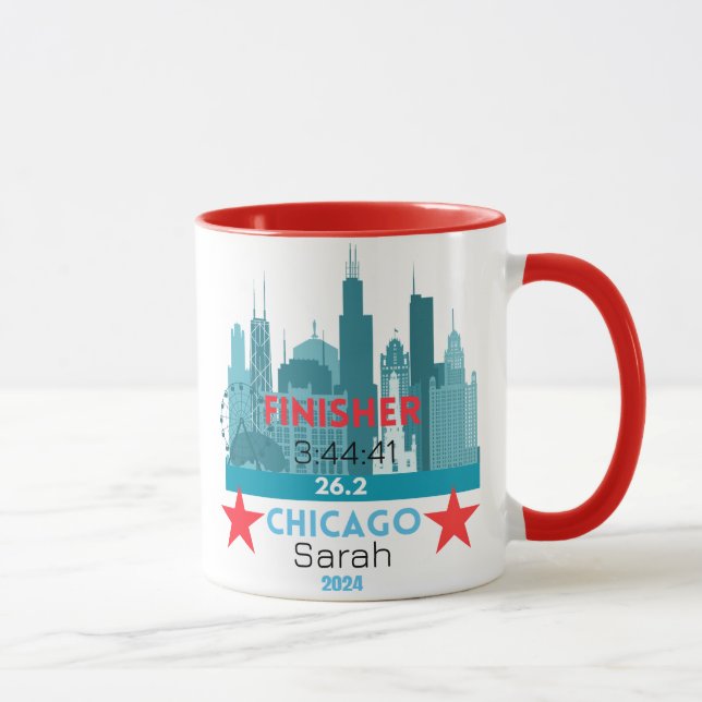 Personalised Chicago Marathon 2024 Gift For Runner Mug (Right)