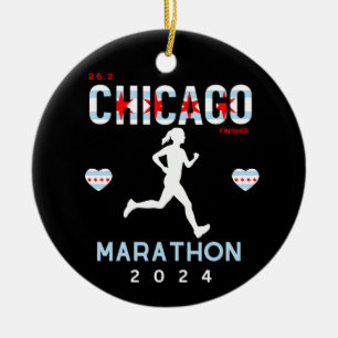 Personalised Chicago Marathon gift for marathoner Ceramic Tree Decoration