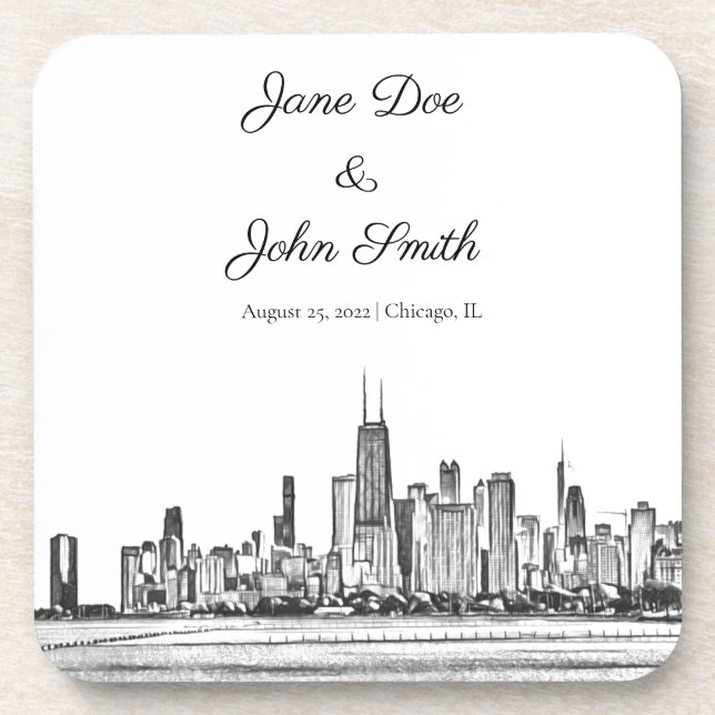 Personalised Chicago Skyline Coaster (Front)