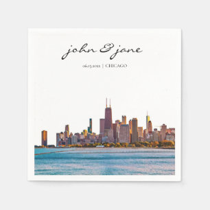 Personalised Chicago Skyline Cocktail Napkin