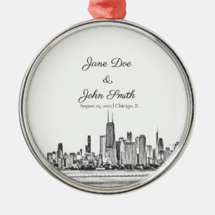 Personalised Chicago Skyline Metal Tree Decoration