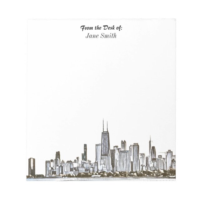 Personalised Chicago Skyline Notepad (Front)