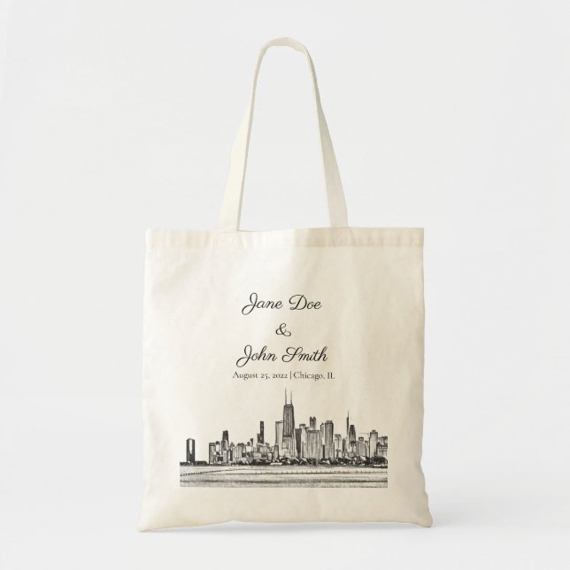 Personalised Chicago Skyline Tote Bag (Front)