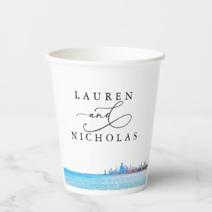 Personalised Chicago Skyline Wedding Paper Cups