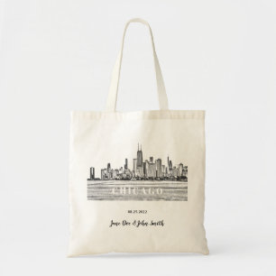 Personalised Chicago Skyline Wedding Tote Bag
